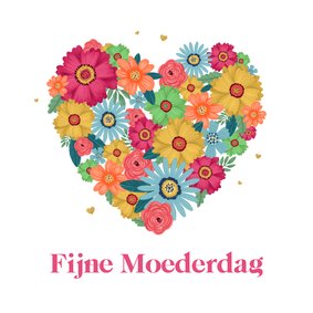 Moederdagkaart bloemen hart fijne Moederdag kleurrijk