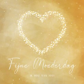 Moederdagkaart goud met hart van sparkles