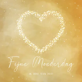 Moederdagkaart goud met hart van sparkles