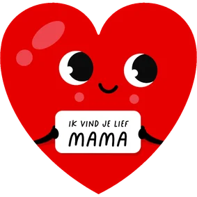 Moederdagkaart in hart vorm lief rood hart met oogjes