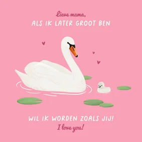 Moederdagkaart lief schattig zwanen i love you illustratie