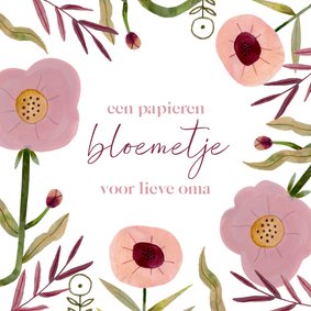 Moederdagkaart lieve oma papieren bloemetje paars