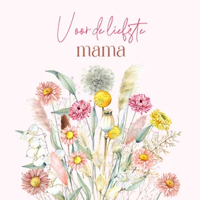 Moederdagkaart met bos droogbloemen