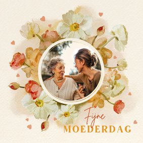 Moederdagkaart met klaprozenkrans