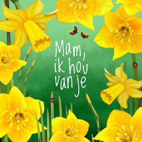 Moederdagkaart met narcisjes