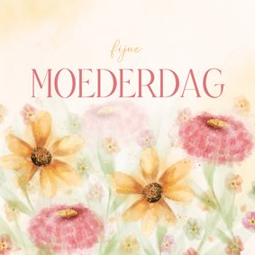 Moederdagkaart met vrolijke kleurrijke bloemen