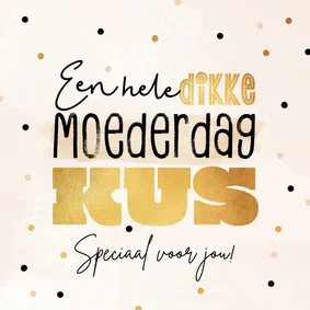 Moederdagkaart moederdagkus goud confetti waterverf