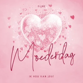 Moederdagkaart sprankelend roze hart
