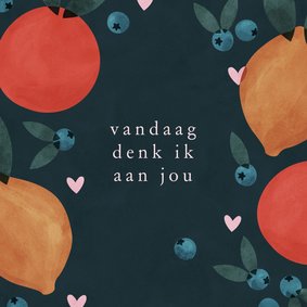 Moederdagkaart sterkte met fruit en hartjes