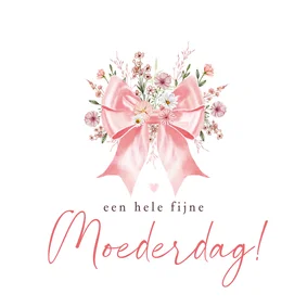 Moederdagkaart strik met bloemen