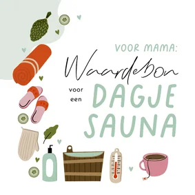 Moederdagkaart waardebon dagje sauna illustraties kleur