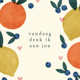 Moederdagkaart wensmoeder met fruit en hartjes