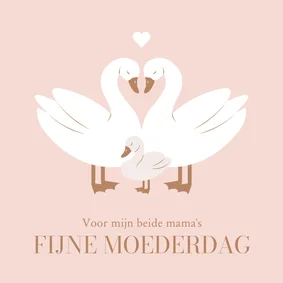 Moederdagkaartje met zwanen voor twee moeders