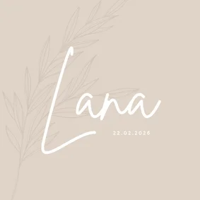 Neutraal geboortekaartje met takje en aanpasbare kleur