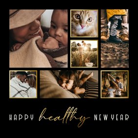 Nieuwjaarscollage Happy Healthy New Year goudlook