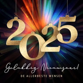 Nieuwjaarskaart 2025 vuurwerk kleurrijk