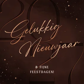 Nieuwjaarskaart 2027 koper donkerrood fijne kerstdagen