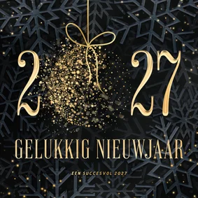 Nieuwjaarskaart 2027 met sprankelende kerstbal