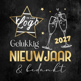 Nieuwjaarskaart bedankt champagne sterren logo 2027