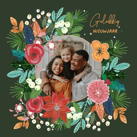 Nieuwjaarskaart botanische kerstster bloemen