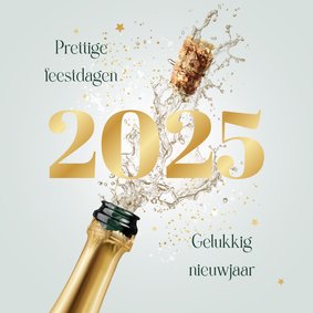 Nieuwjaarskaart champagne 2025 sterretjes goud feestdagen