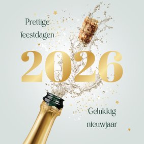 Nieuwjaarskaart champagne 2026 sterretjes goud feestdagen