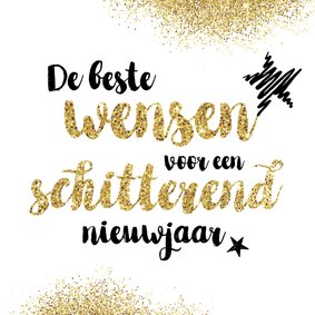 Nieuwjaarskaart glitter en tekst