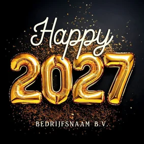 Nieuwjaarskaart happy 2027 folieballonnen goud 