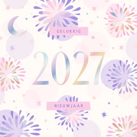 Nieuwjaarskaart holografisch 2027 vuurwerk