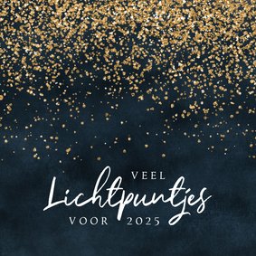 Nieuwjaarskaart lichtpuntjes goud moeilijke tijd