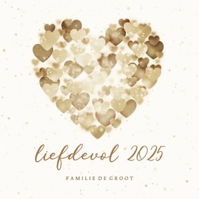 Nieuwjaarskaart liefdevol 2025 hart van hartjes