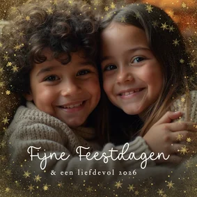 Nieuwjaarskaart met grote foto gouden kader fijne feestdagen