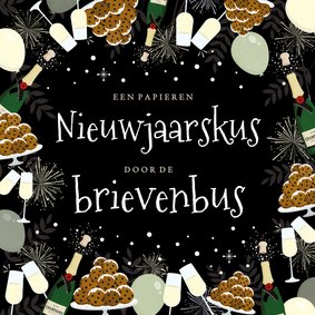 Nieuwjaarskaart papieren kerstkus door de brievenbus 