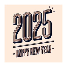 Nieuwjaarskaart retro 2025 happy new year