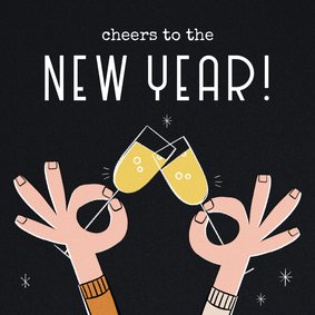 Nieuwjaarskaart retro cheers to the new year proosten