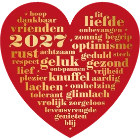 Nieuwjaarskaart rood hart nieuwjaarswensen
