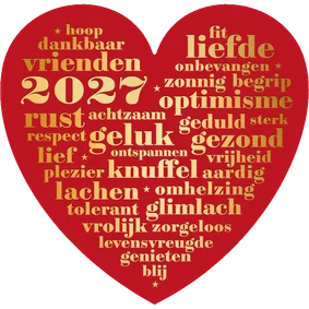 Nieuwjaarskaart rood hart nieuwjaarswensen