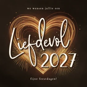 Nieuwjaarskaart sprankelend hart liefdevol 2027 vuurwerk