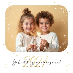 Nieuwjaarskaart sterretjes sprankelend foto goud 2027