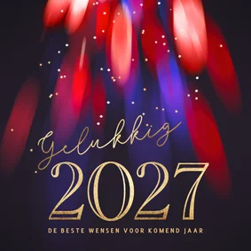 Nieuwjaarskaart stijlvol licht vuurwerk 2027