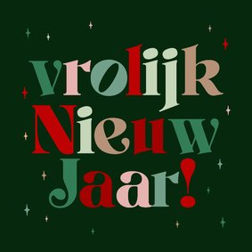 Nieuwjaarskaart typografie kleurrijk vrolijk nieuw jaar