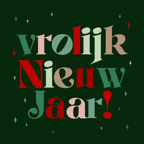 Nieuwjaarskaart typografie kleurrijk vrolijk nieuw jaar