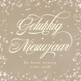 Nieuwjaarskaart vintage kraftlook met sierlijke tekst