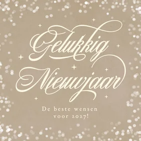Nieuwjaarskaart vintage kraftlook met sierlijke tekst