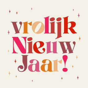 Nieuwjaarskaart vrolijk nieuw jaar typografie kleurrijk
