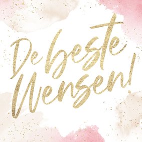 Nieuwjaarskaart waterverf confetti goud de beste wensen