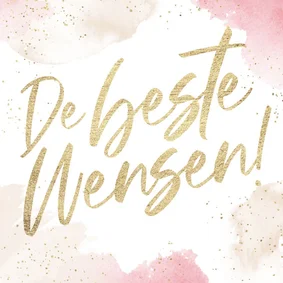 Nieuwjaarskaart waterverf confetti goud de beste wensen