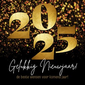 Nieuwjaarskaart zakelijk 2025 goud sterren sparkle