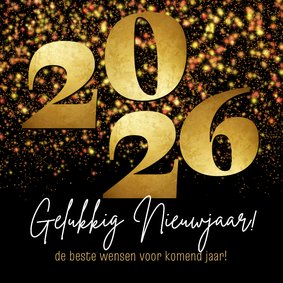Nieuwjaarskaart zakelijk 2026 goud sterren sparkle