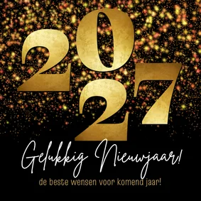 Nieuwjaarskaart zakelijk 2027 goud sterren sparkle